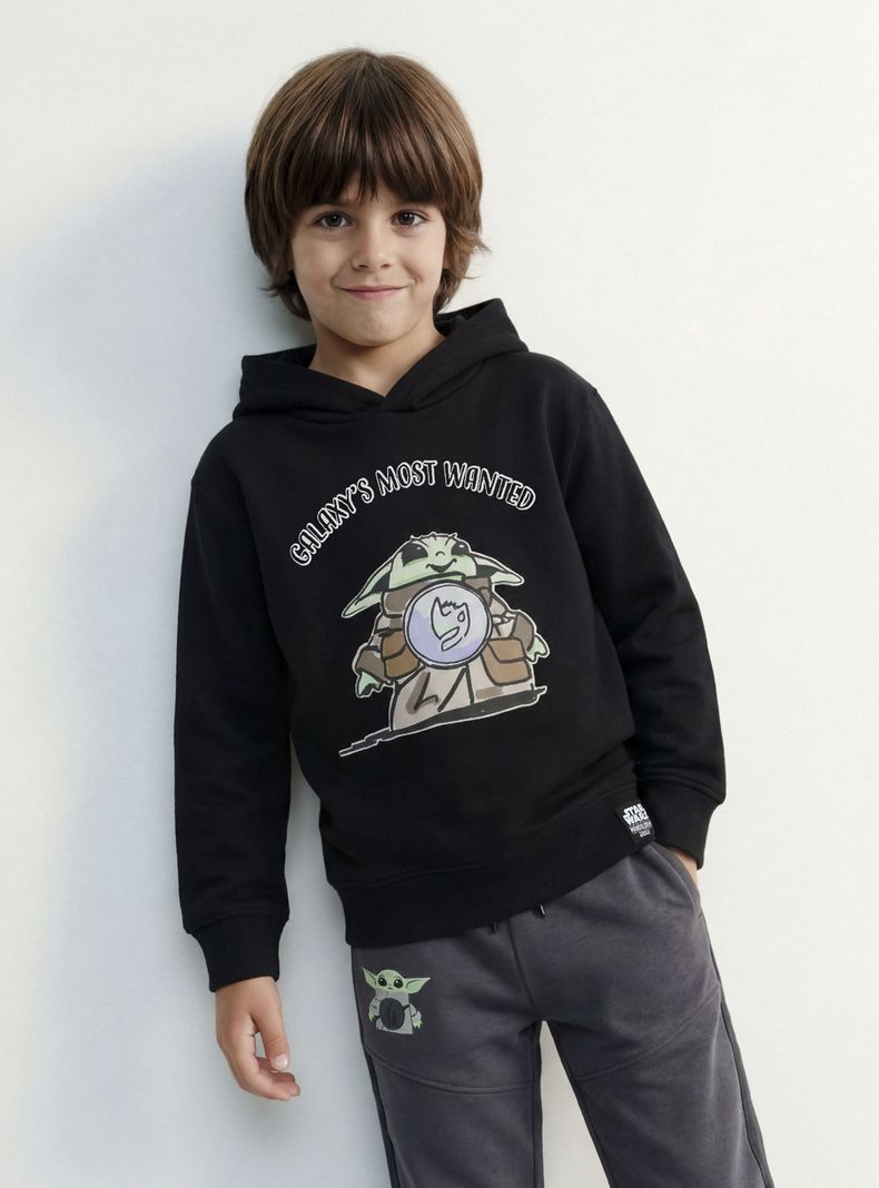 Polerón Capucha Estampado Mandalorian Algodón