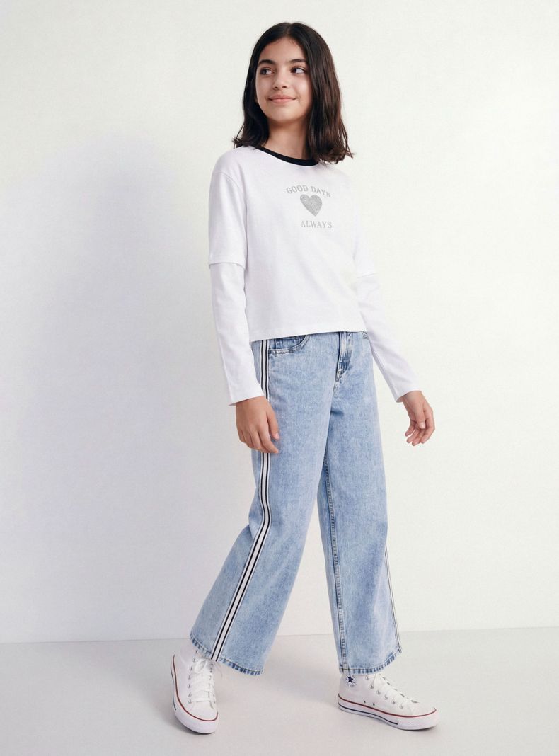 MELT JEANS WIDE LEG MEDIO CON FRANJAS LATERALES