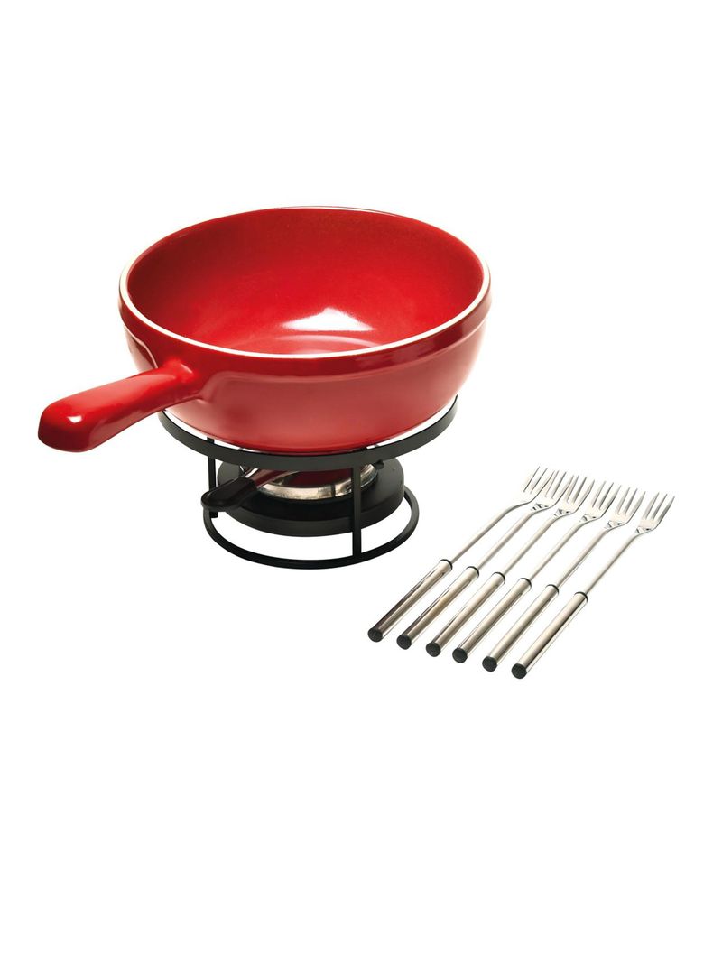 Fuente de Horno Fondue de Queso Rojo Ceramica 24.5 cm
