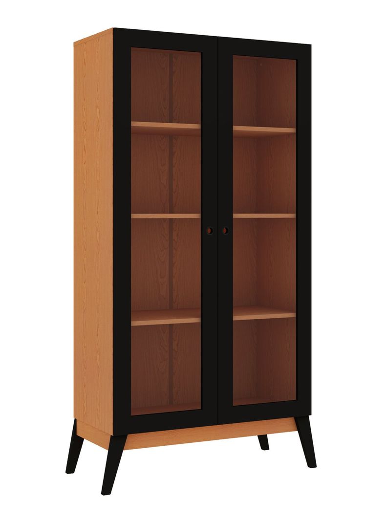 Vitrina 2 Puertas Jamaica Caramelo/Negro 158x 80x37.5 cm