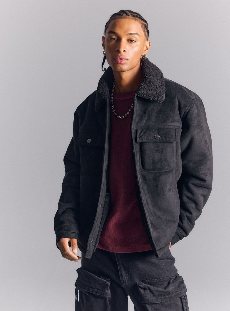 Chaqueta Trucker Suede con Interior de Sherpa