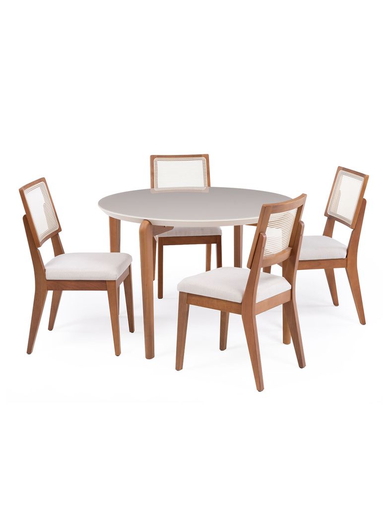 Juego de Comedor Donatella Red 115 cm + 4 Sillas Saga Natural