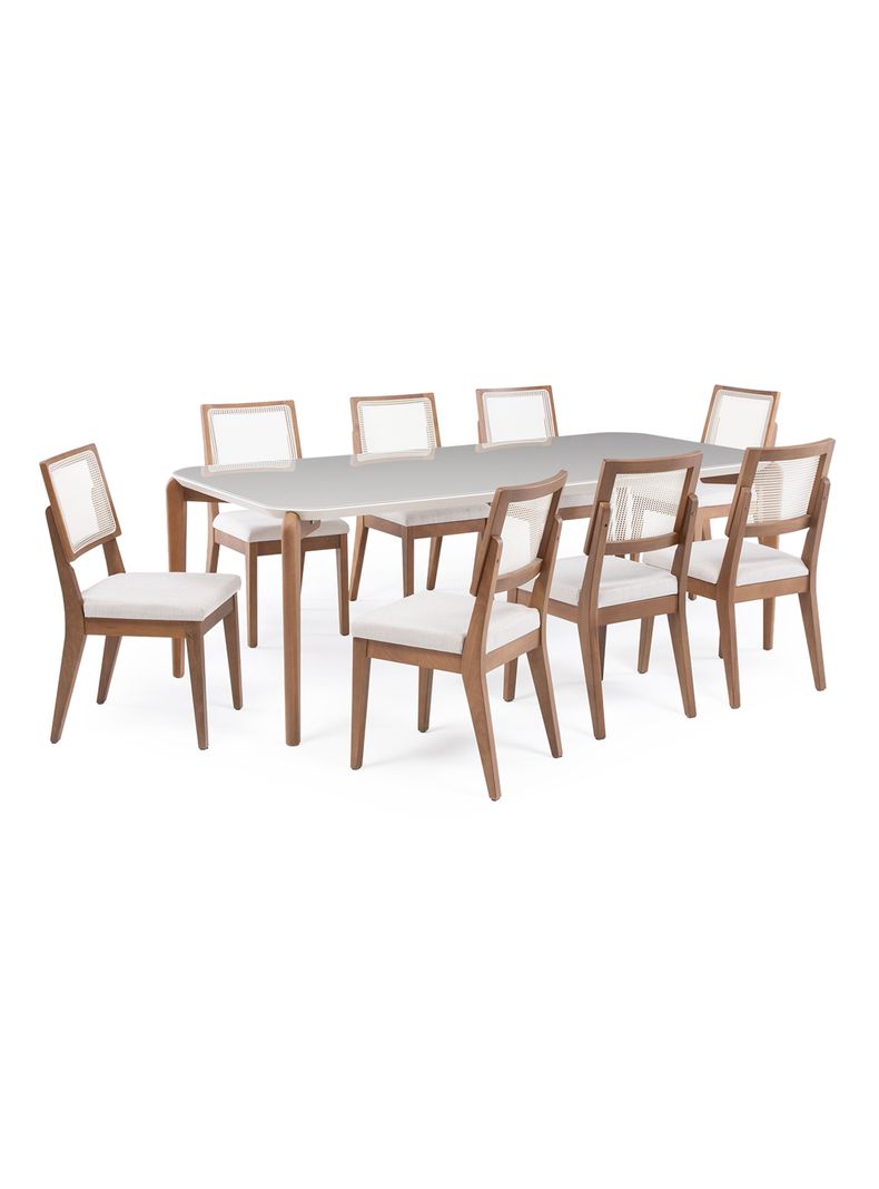 Juego de Comedor Donatella 220 cm + 8 Sillas saga Natural