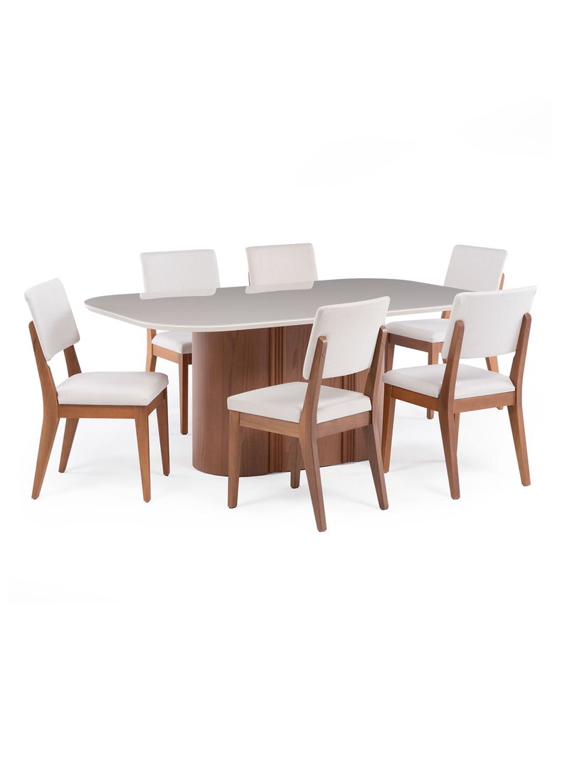 Juego de Comedor Kalina 1.8 + 6 Sillas Ella Natural