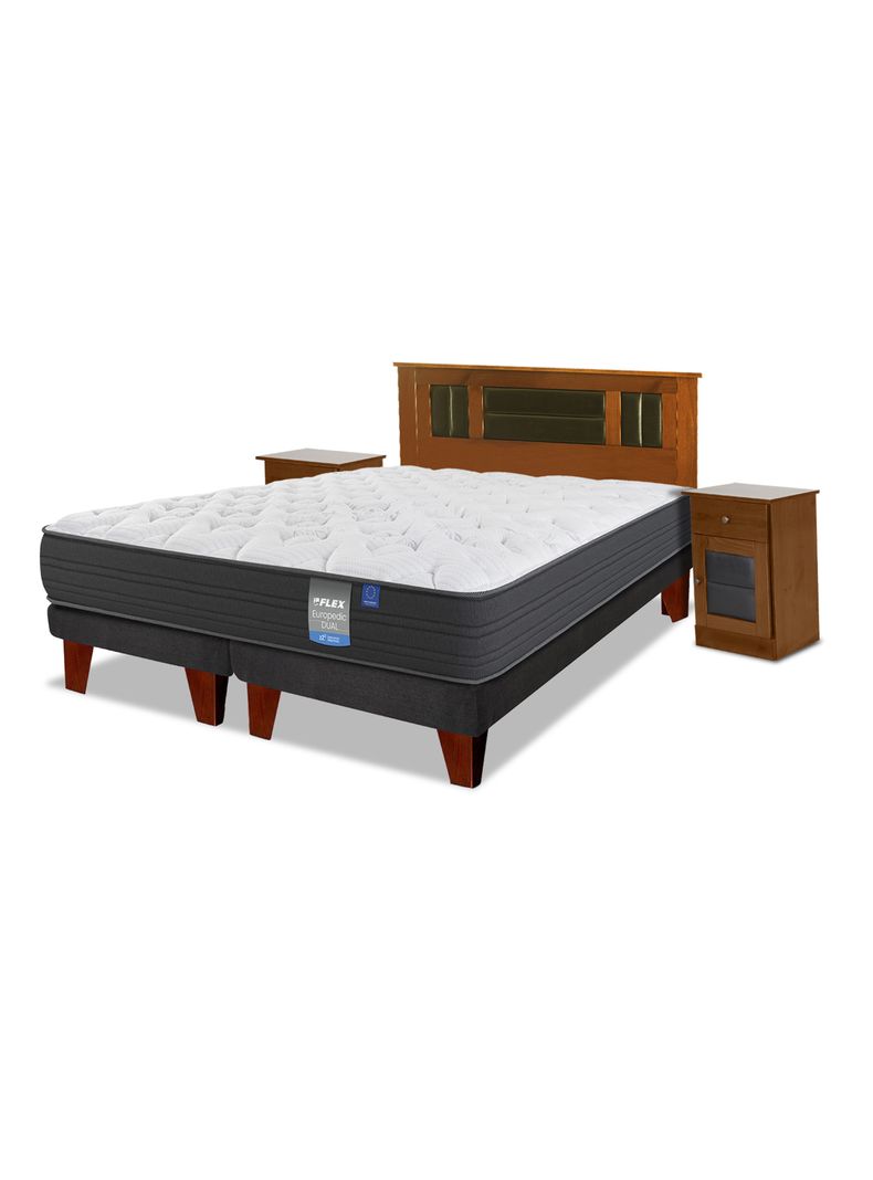 Cama Europea Europedic Dual 2 Plazas Base Dividida + Respaldo + Veladores