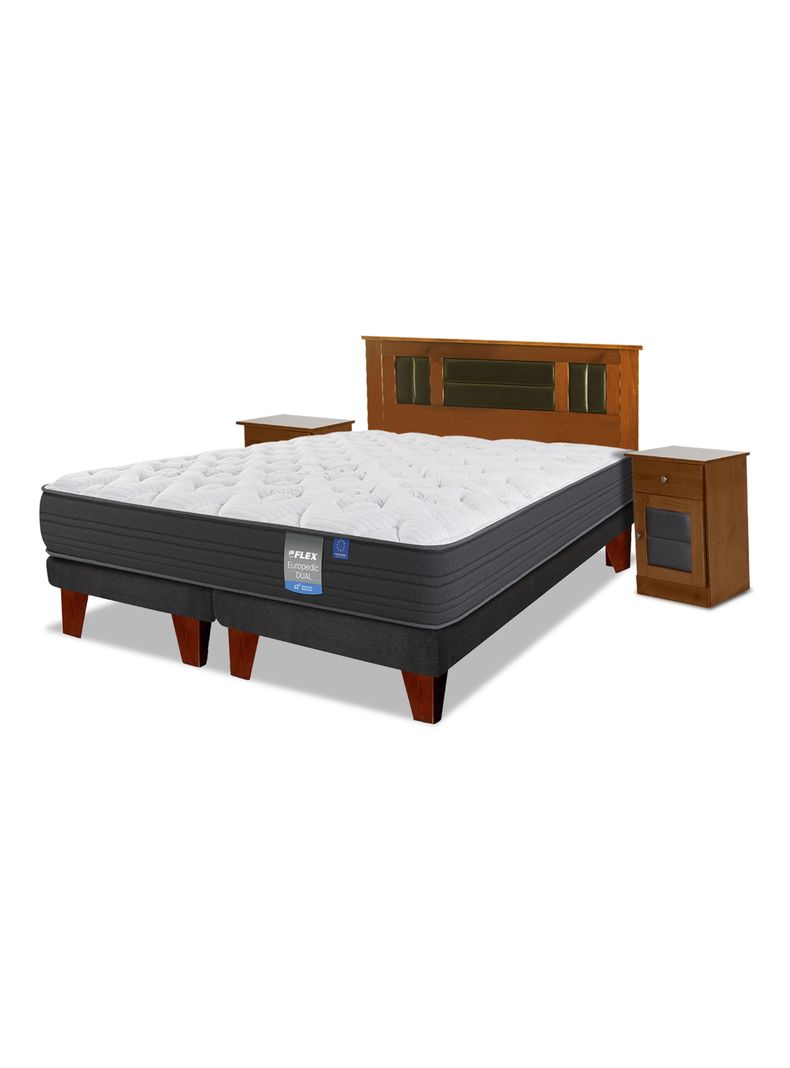 Cama Europea Europedic Dual King Base Dividida + Respaldo + Veladores