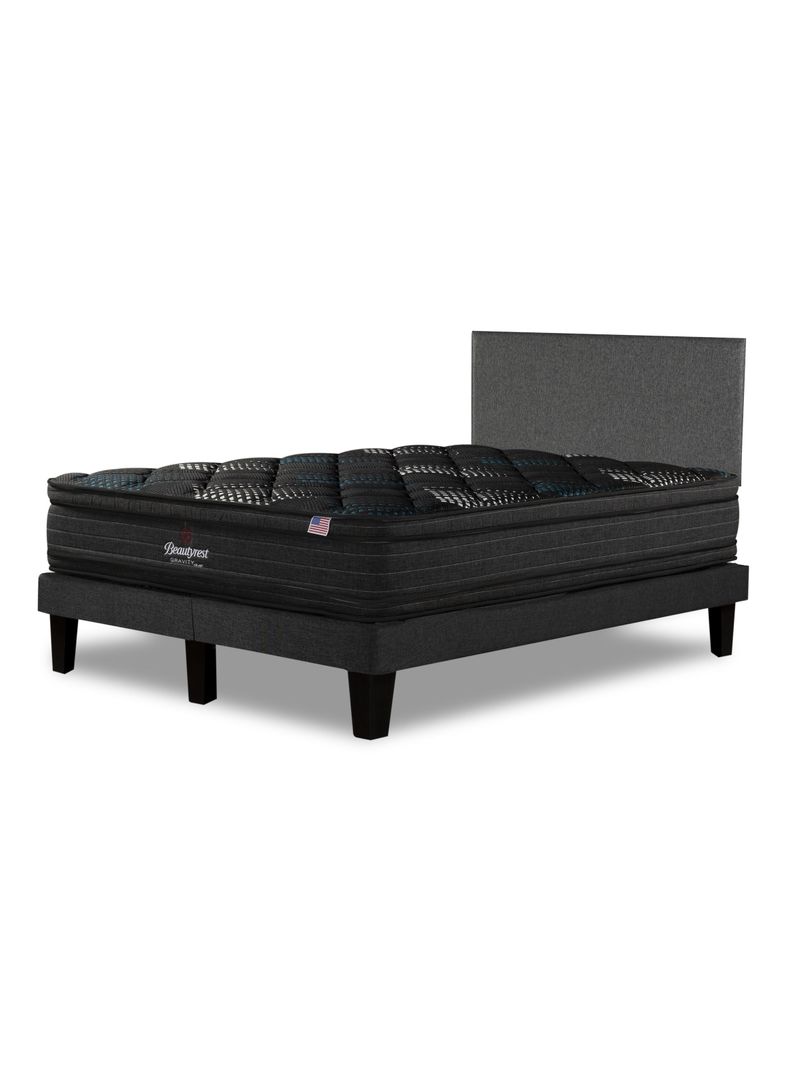 Cama Europea Gravity Dual 2 Plazas Base Dividida Respaldo Praga Gris