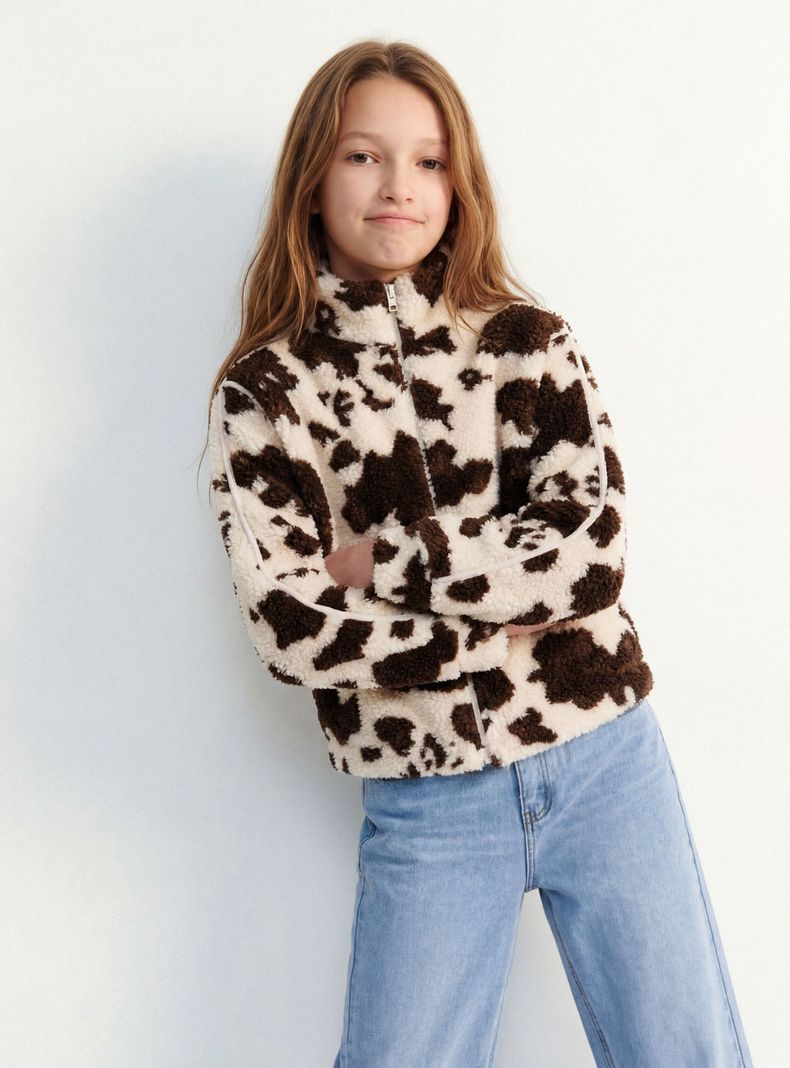 Chaqueta Estampado de Vaca con Cinta