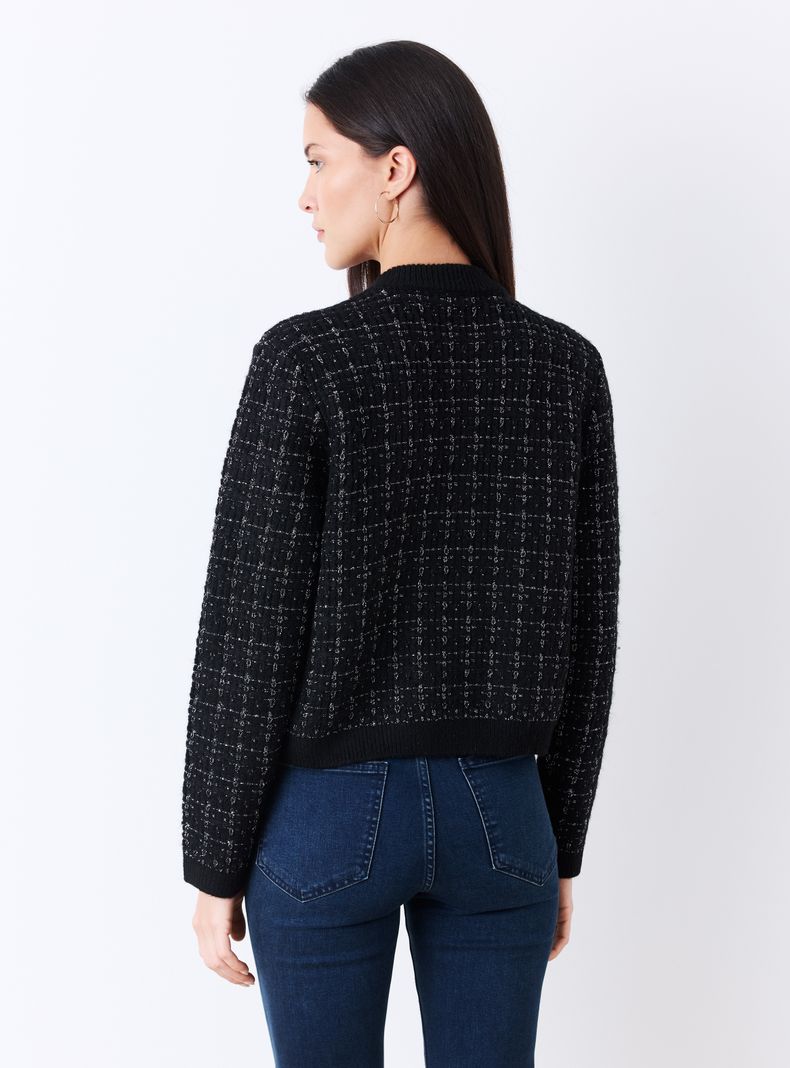 Cárdigan Trama Tipo Tweed y Botones Perla Alaniz | Paris.cl