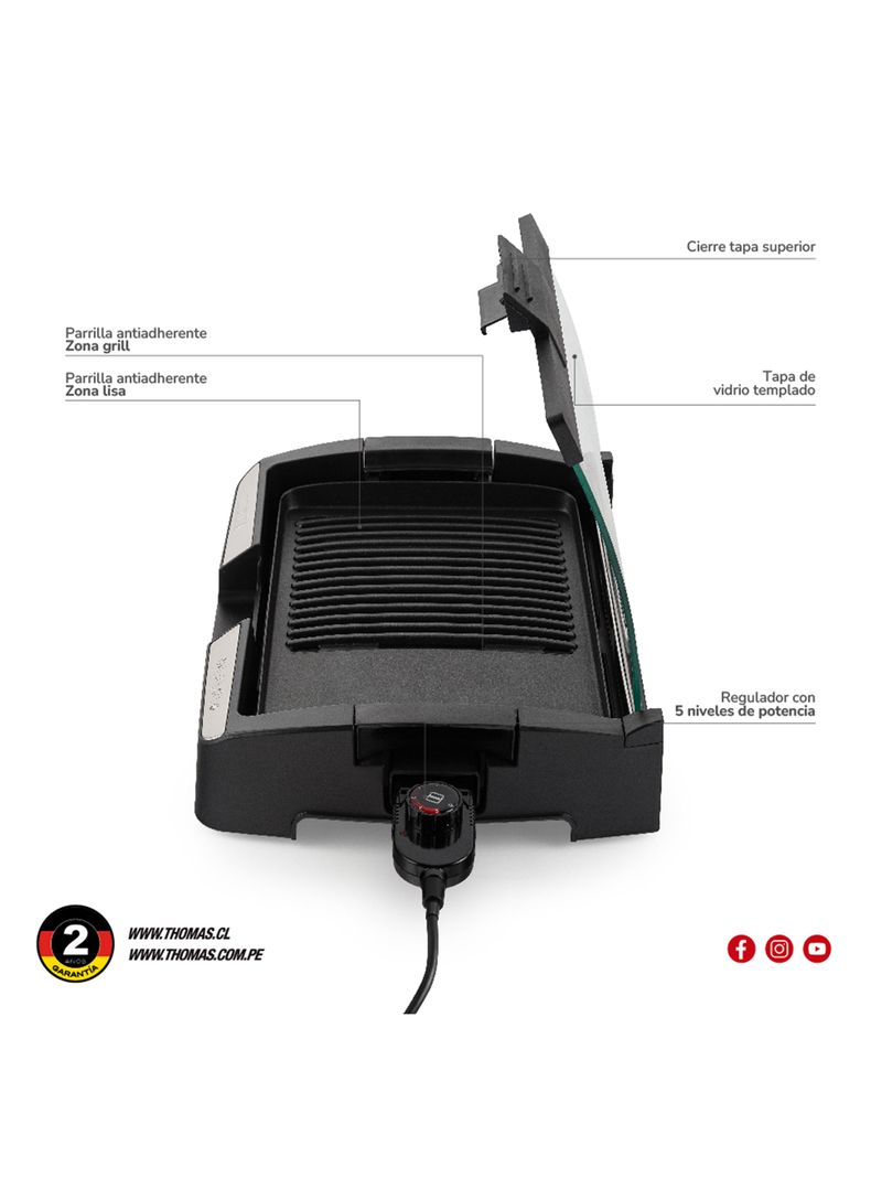 Parrillera Eléctrica 1500W TH-224 Negro-1