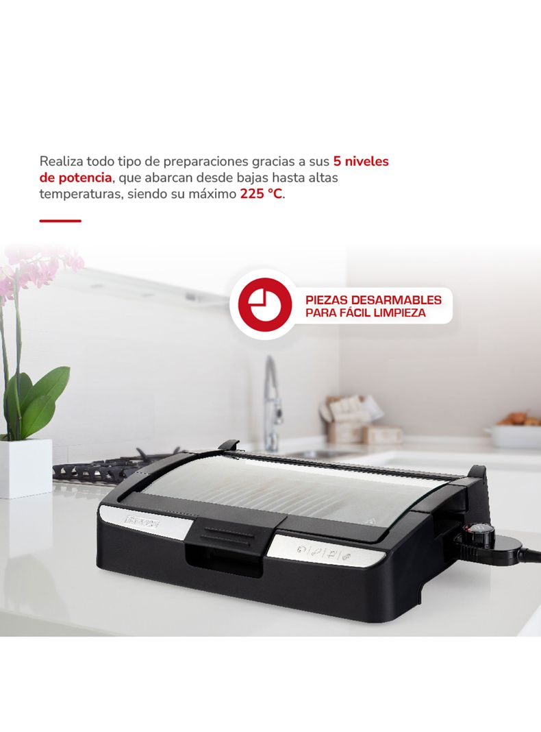Parrillera Eléctrica 1500W TH-224 Negro-4