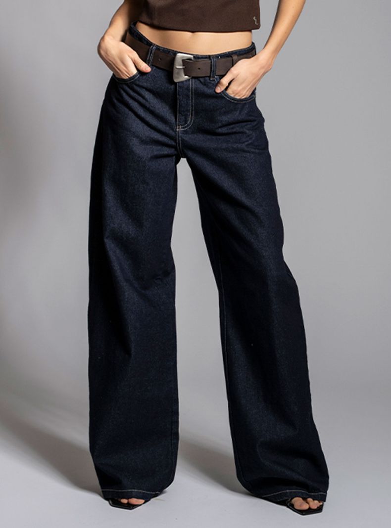 Jeans Wide Leg de Tiro Medio Josefa Azul R Lolita Pocket | Paris.cl