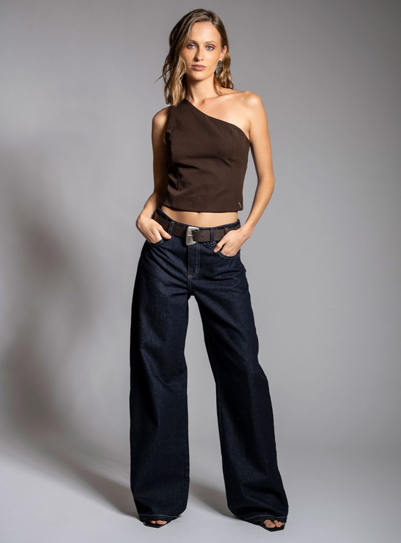 Jeans Wide Leg de Tiro Medio Josefa Azul R Lolita Pocket | Paris.cl