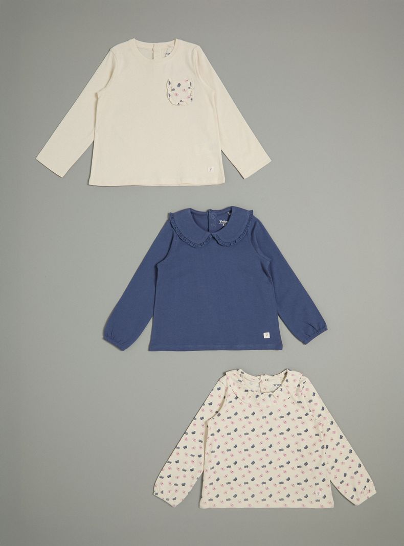 TRIBU POLERA TRIPACK CON CUELLO VARIADOS Y ESTAMPADOS