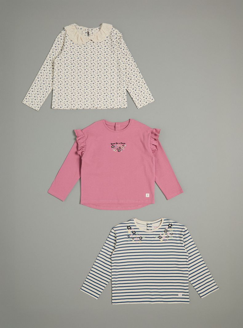 Polera Tripack con Cuello Variados y Prints