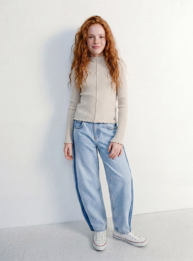 Jeans Franja Bicolor en Laterales