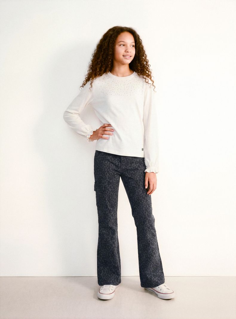 Pantalón Flare Cargo Animal Print Niña