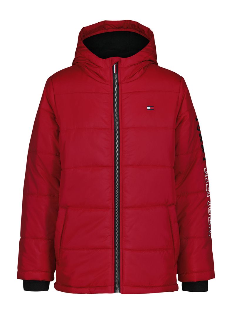Parka con Logo Tipográfico en Manga Bicolor