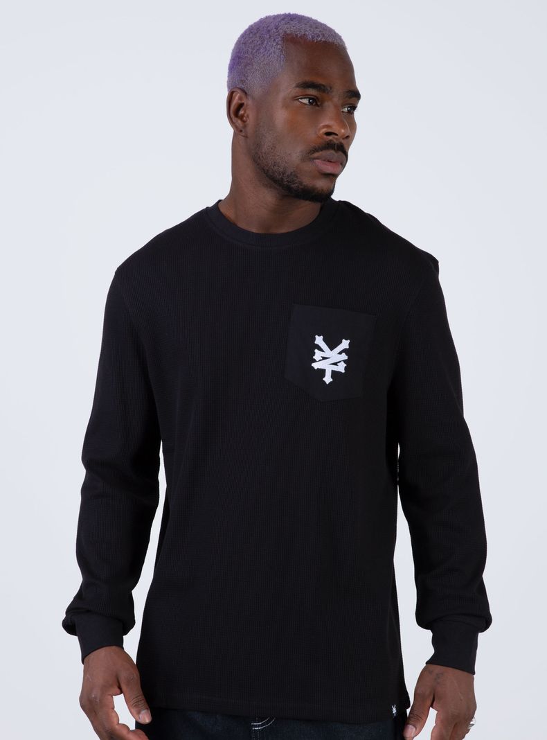 Polera Manga Larga Waffle Tech Bolsillo Parche Zoo York | Paris.cl