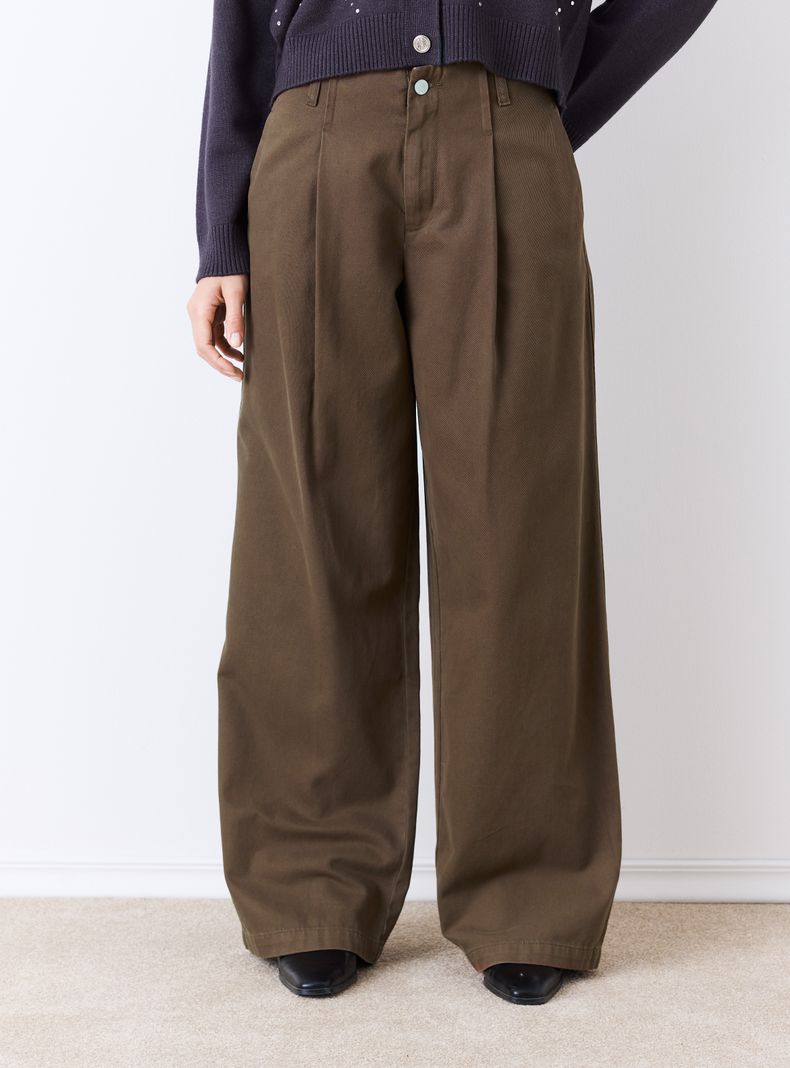 Jeans Wide Leg de Tiro Alto con Pinzas