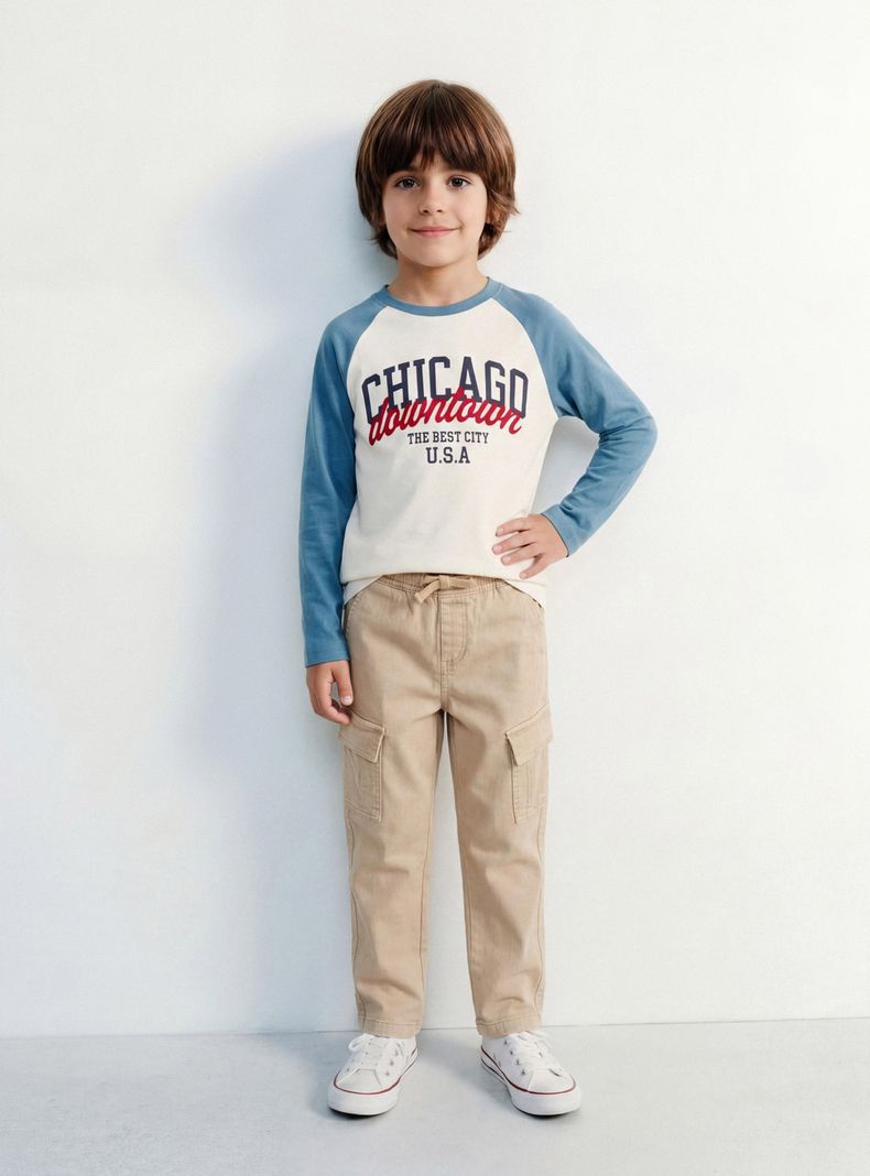 Pantalón Cargo Color Tela Confortable con Bolsillos