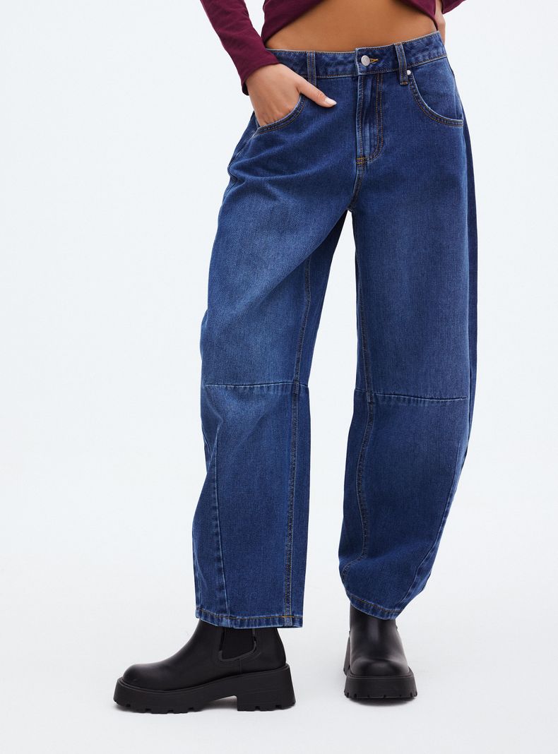 Jeans Balloon Tiro Medio con Pinzas en las Rodillas
