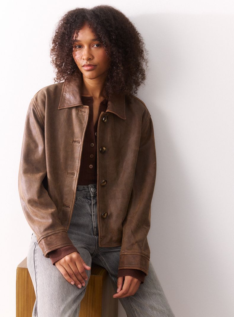 Chaqueta Cuero Desgastado