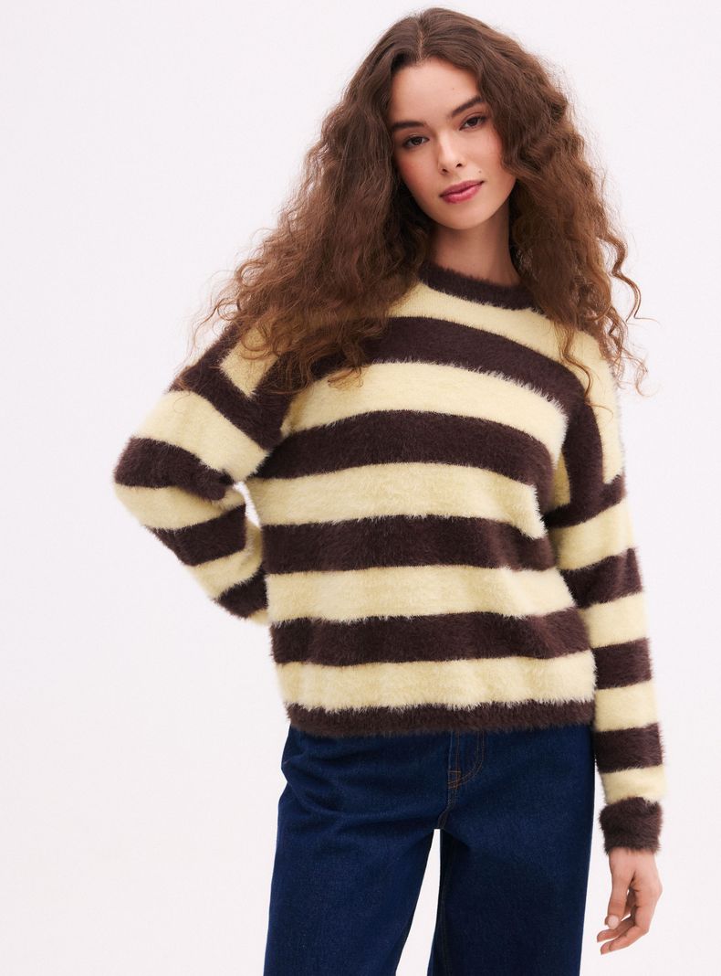 Sweater Cuello Redondo Estampado Rayas