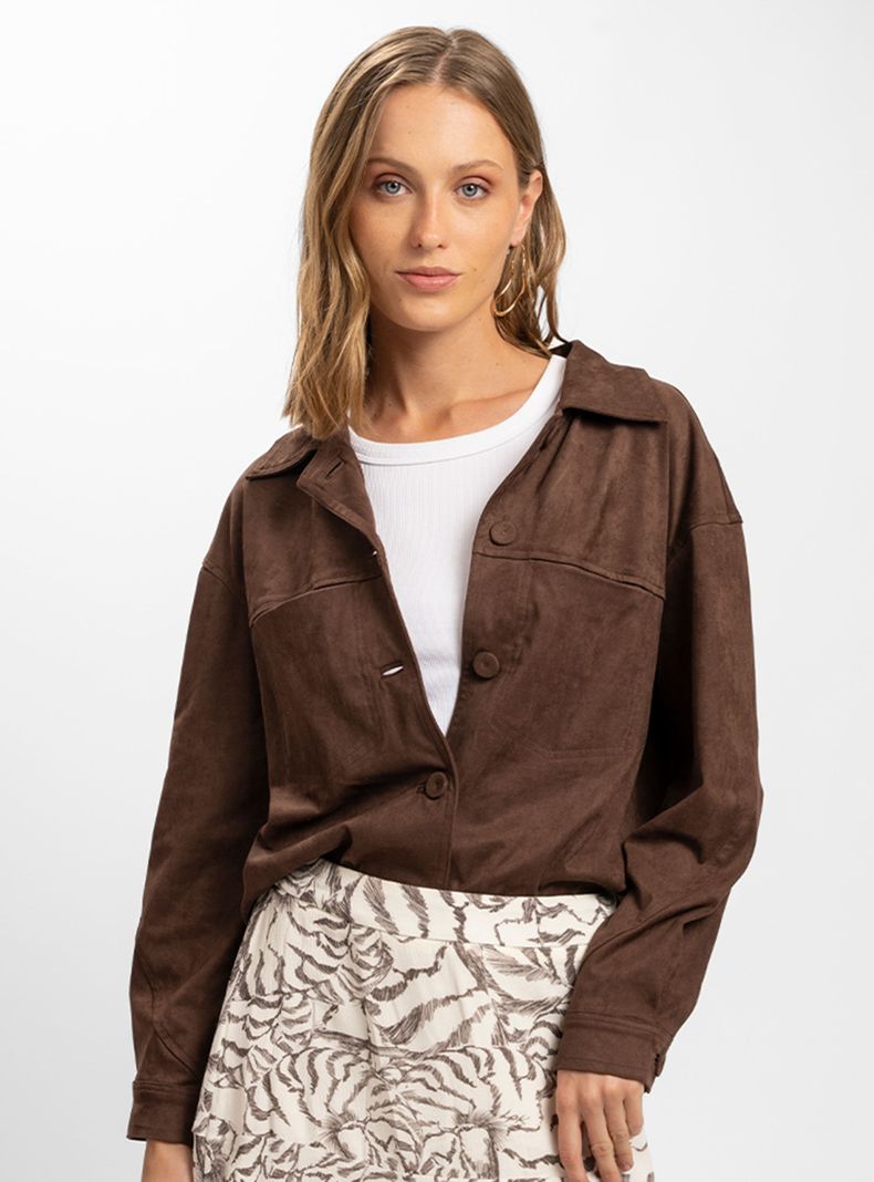 Chaqueta Bárbara Gamuza Café