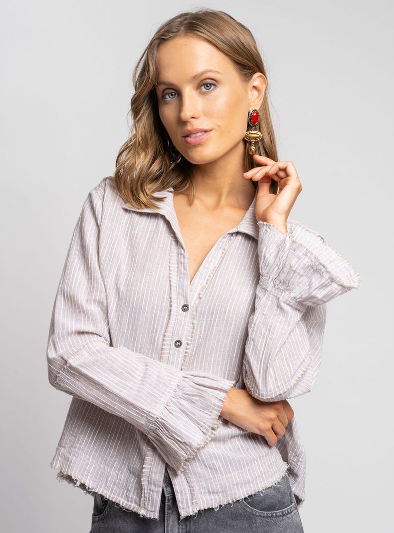 Blusa Sole R Rayas Café