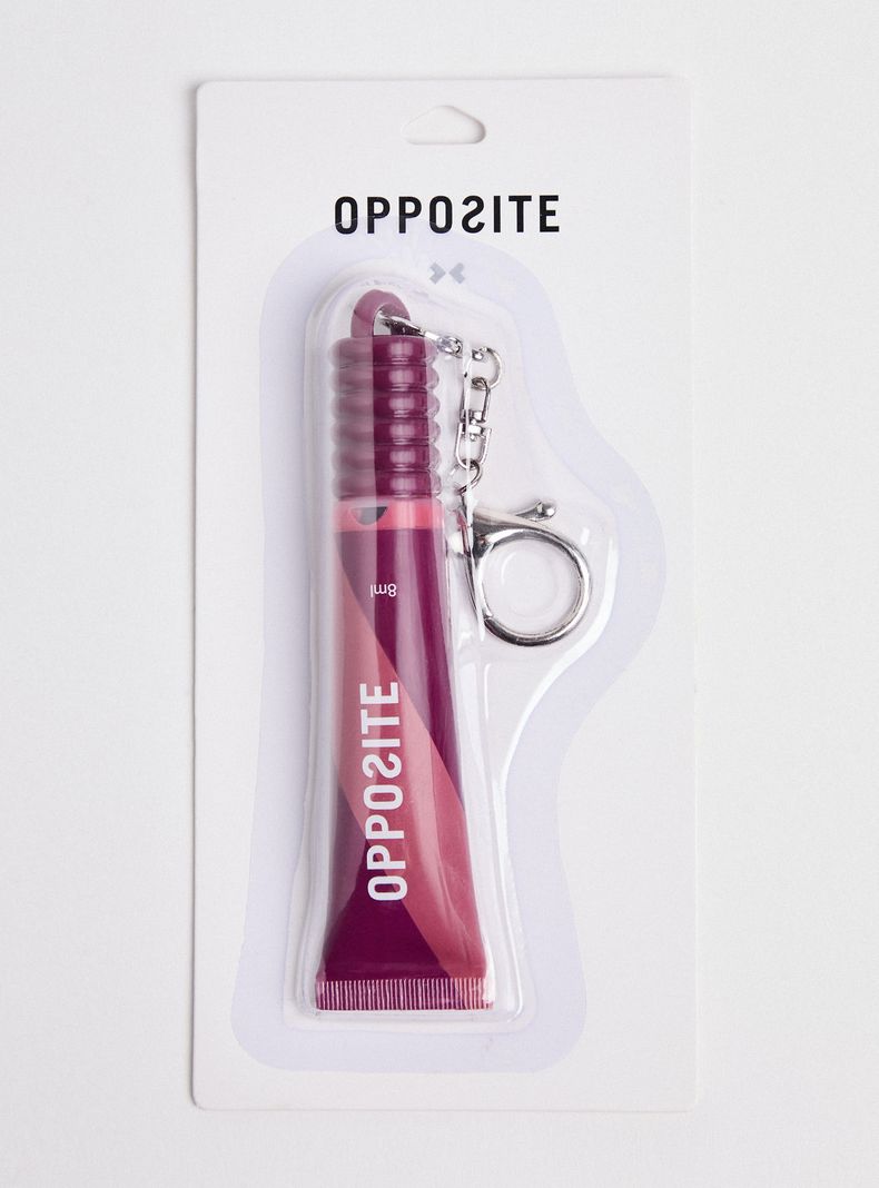 Lip Gloss Rosa Oscuro con Llavero Integrado