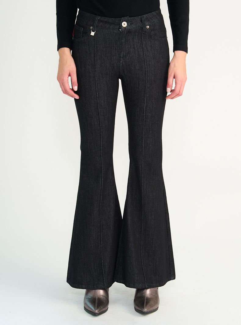 Jeans Skinny Flare Raw Black Alforza