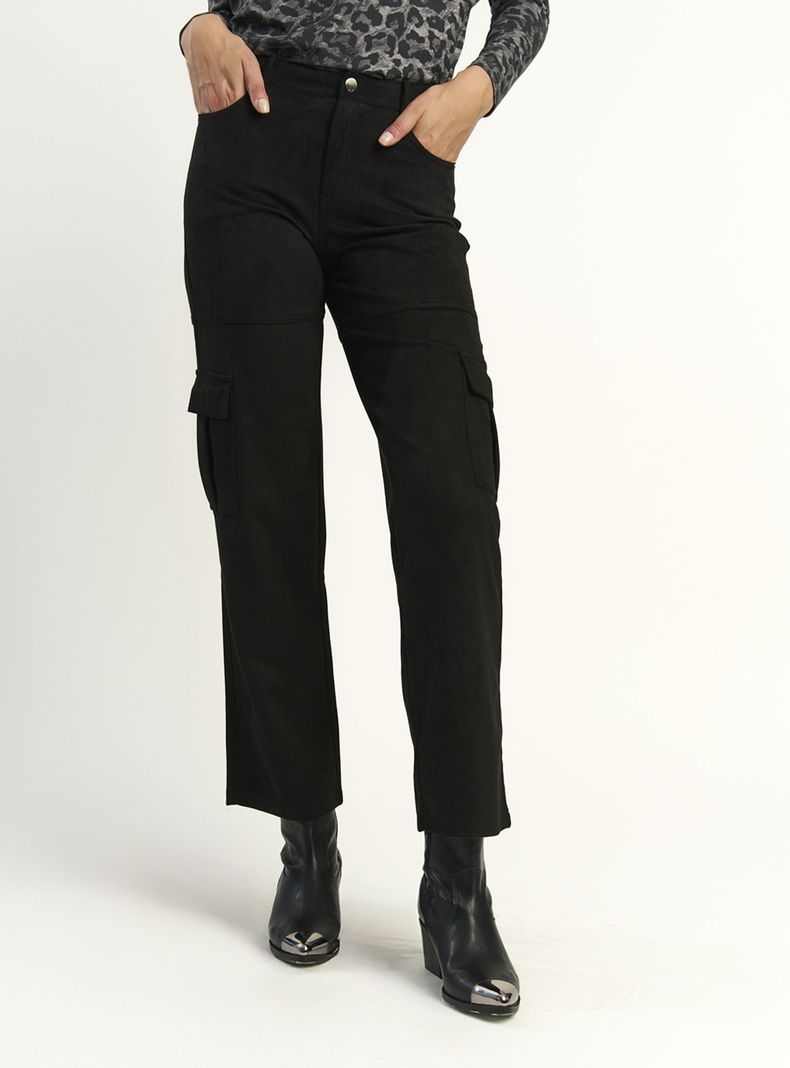 Pantalón Cargo Recta Suede