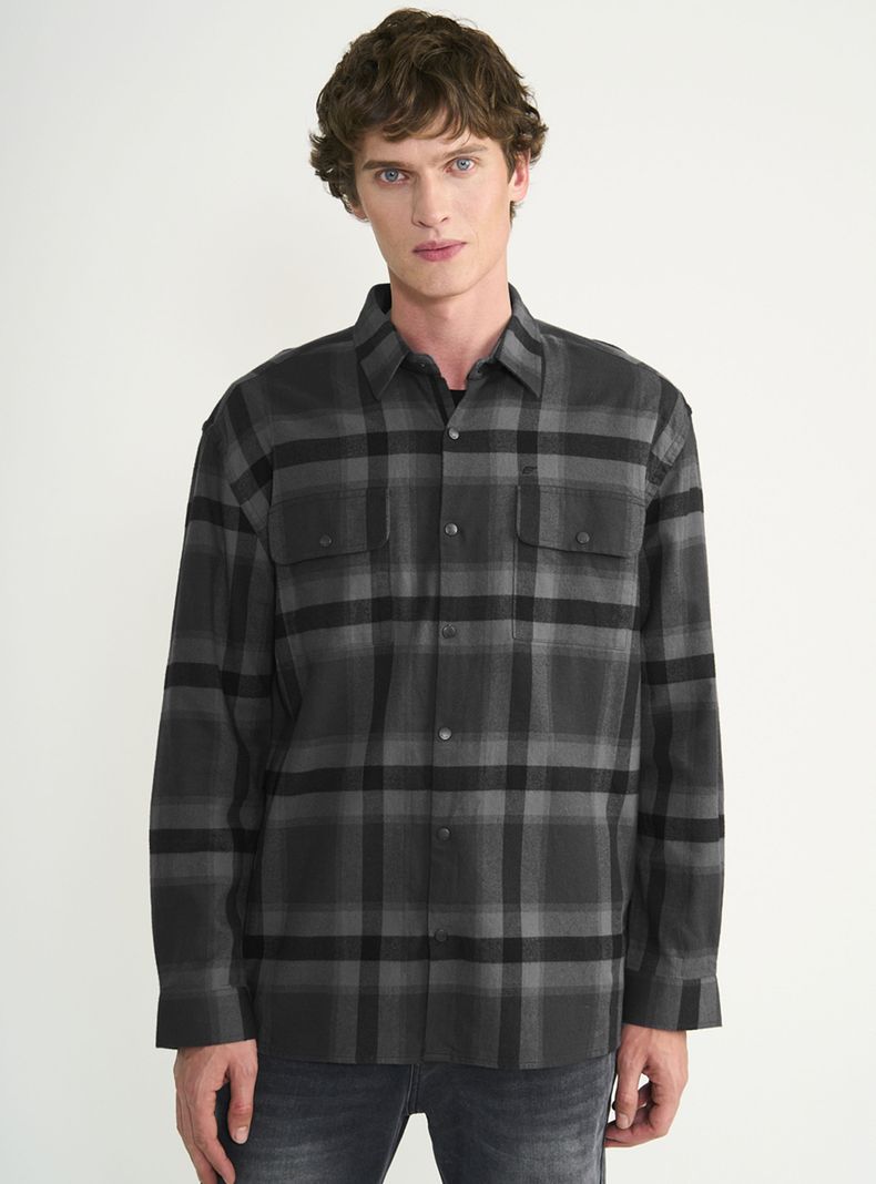 Camisa Manga Larga Overshirt Snap Big Check Flanel