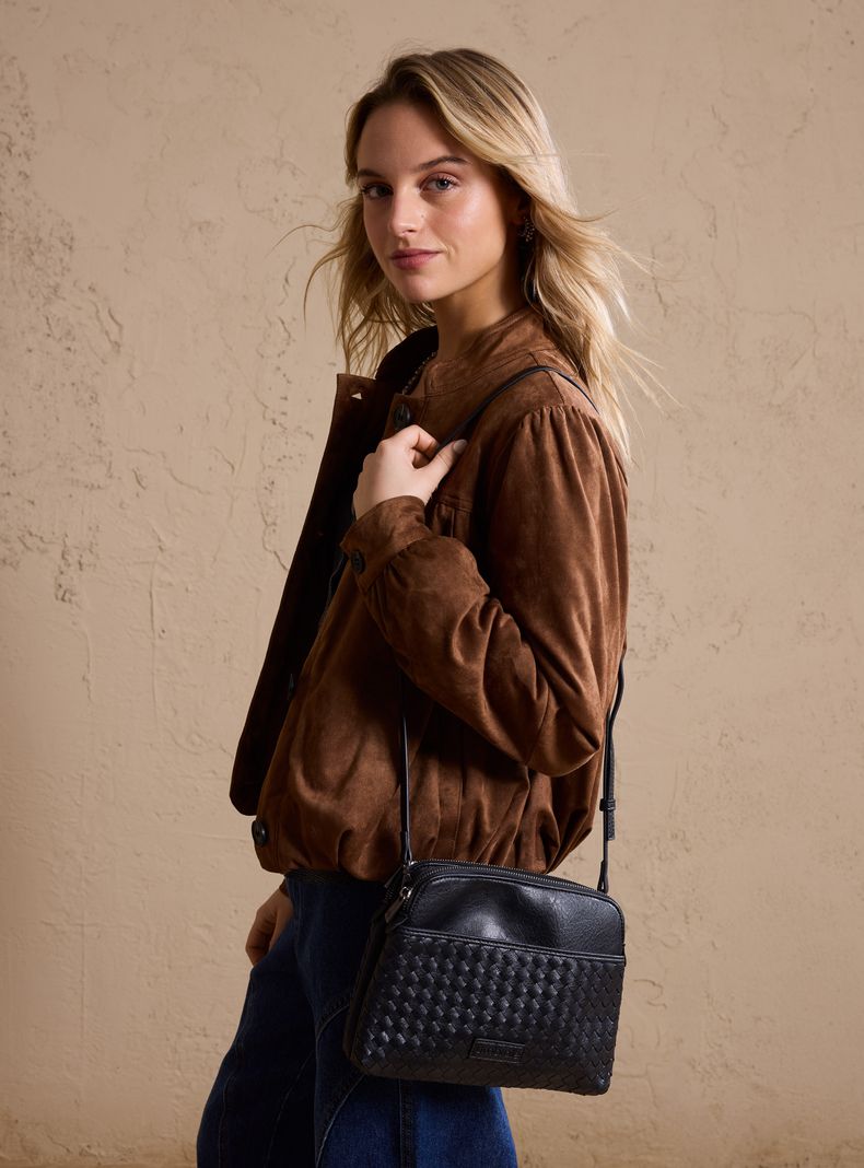 Cartera de Hombro Crossbody con Diseño Entramado