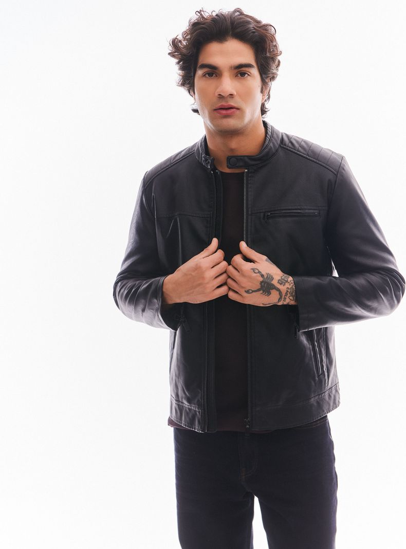 FOSTER CHAQUETA DE CUERO SINTÉTICO LISO