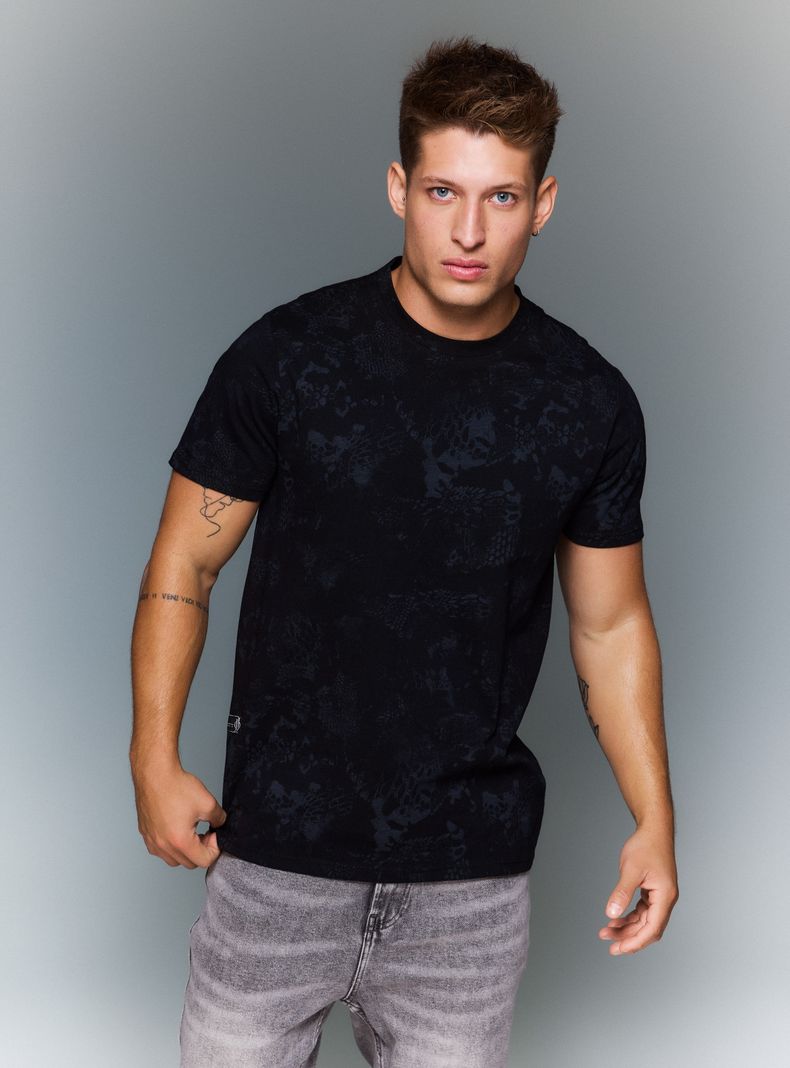 Polera Estampada Bicolor