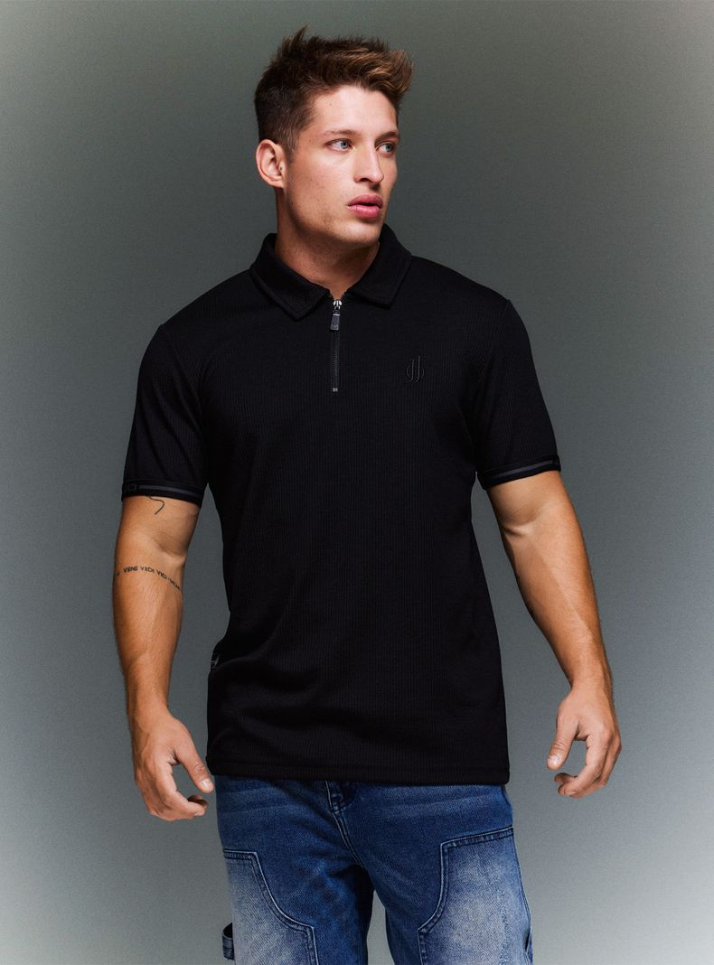 Polera Cuello Polo con Cierre