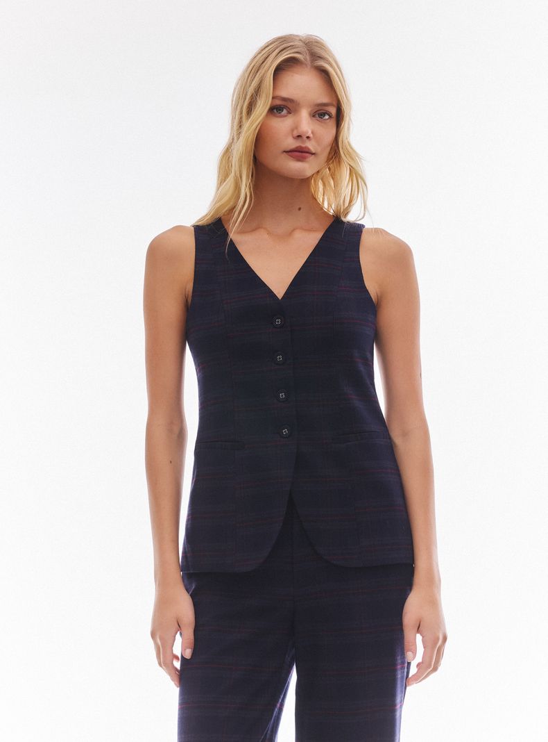 Blazer sin Mangas Escocés