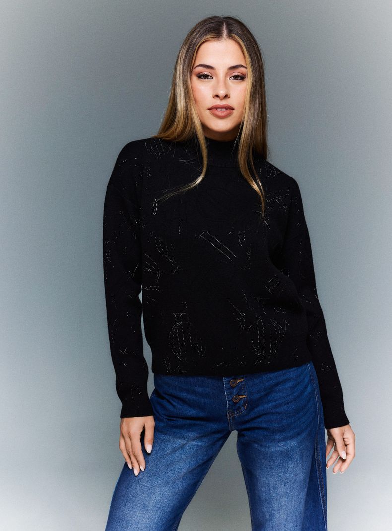 Sweater Estampado de Strass