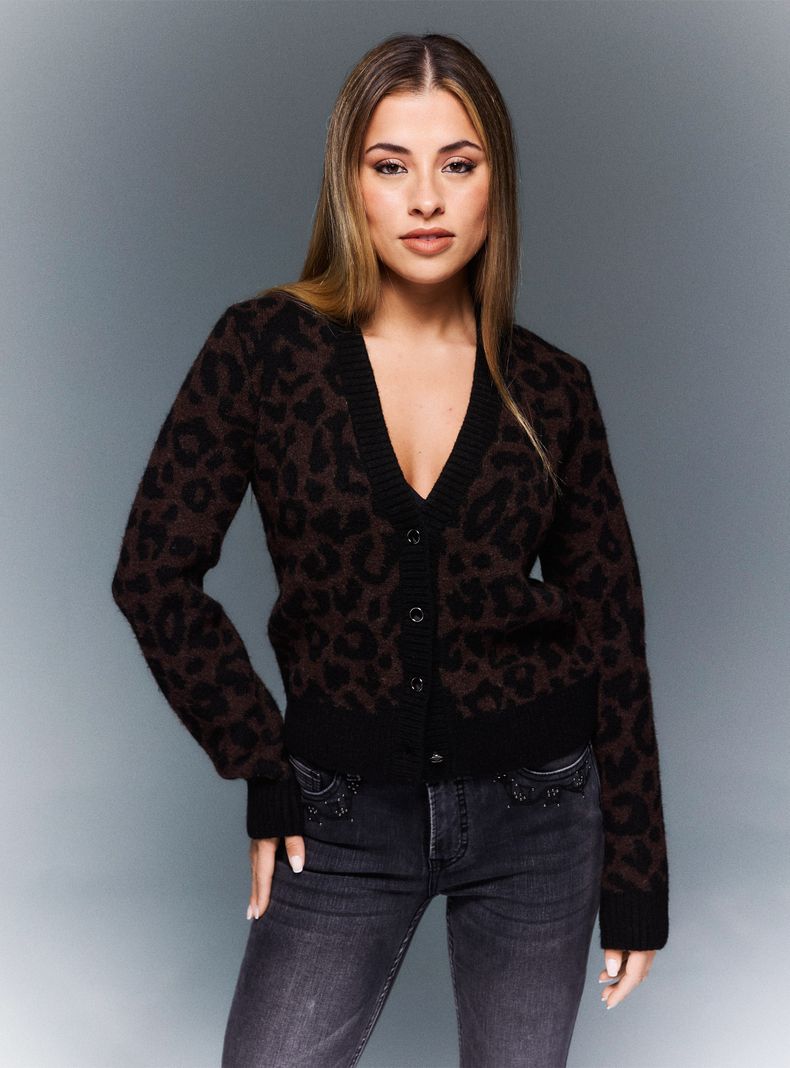 Chaleco Animal Print con Botones de Cristal