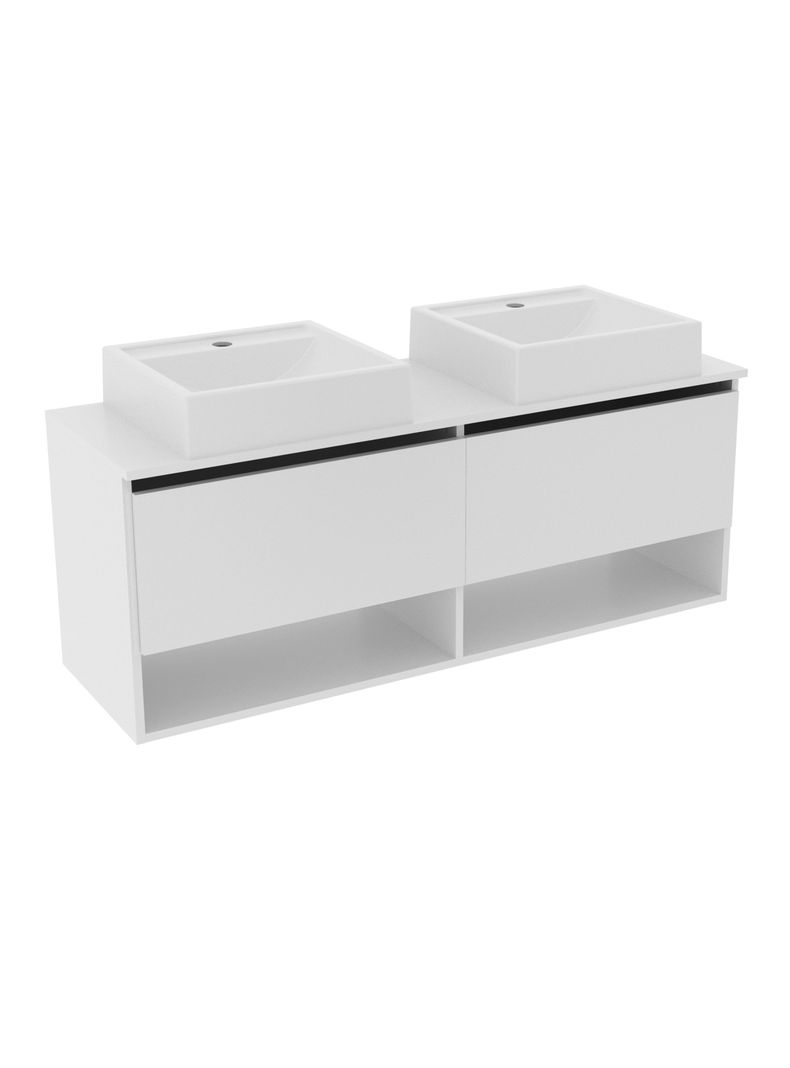 Mueble Lavamanos Doble Aereo Blanco
