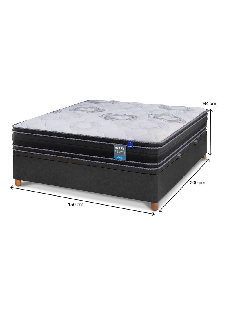 Cama Baúl Seven Plus 2 Plazas + Respaldo Design Grafito + Velador Rover-1