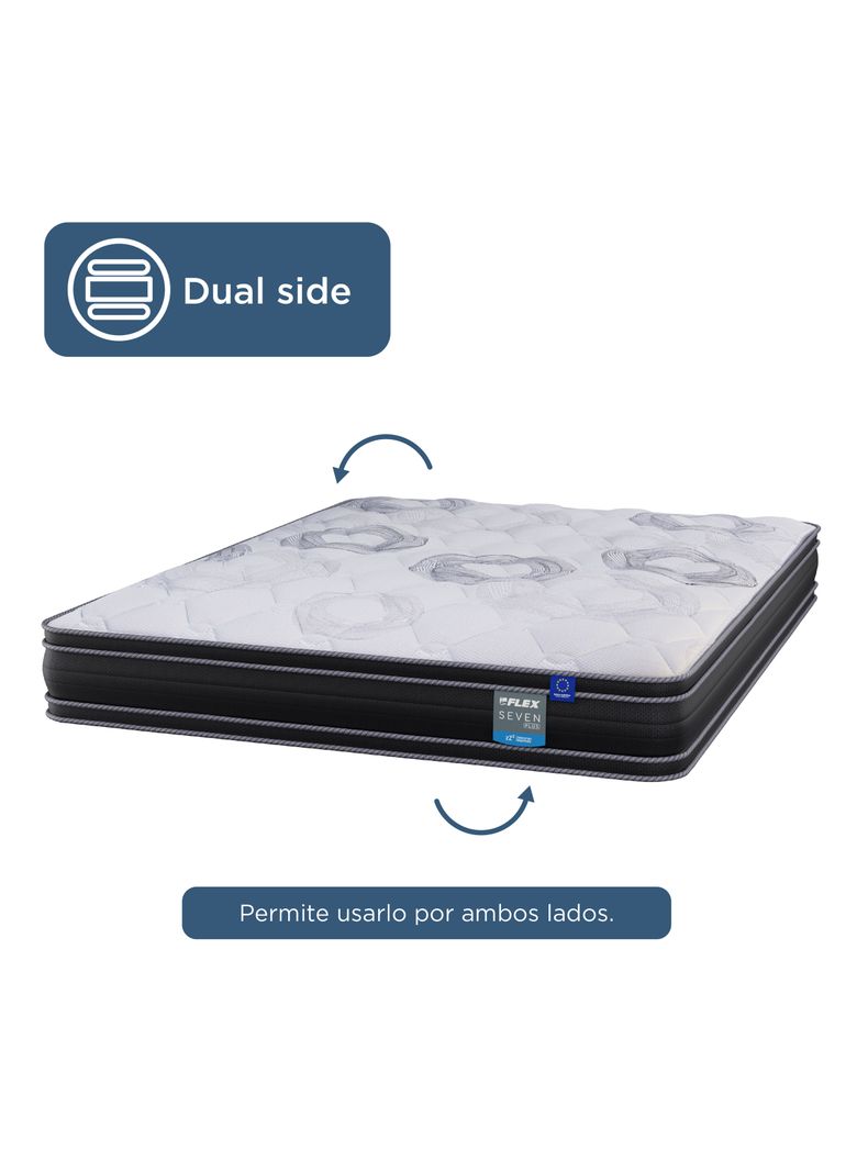 Cama Baúl Seven Plus 2 Plazas + Respaldo Design Gris + Velador Rover-4