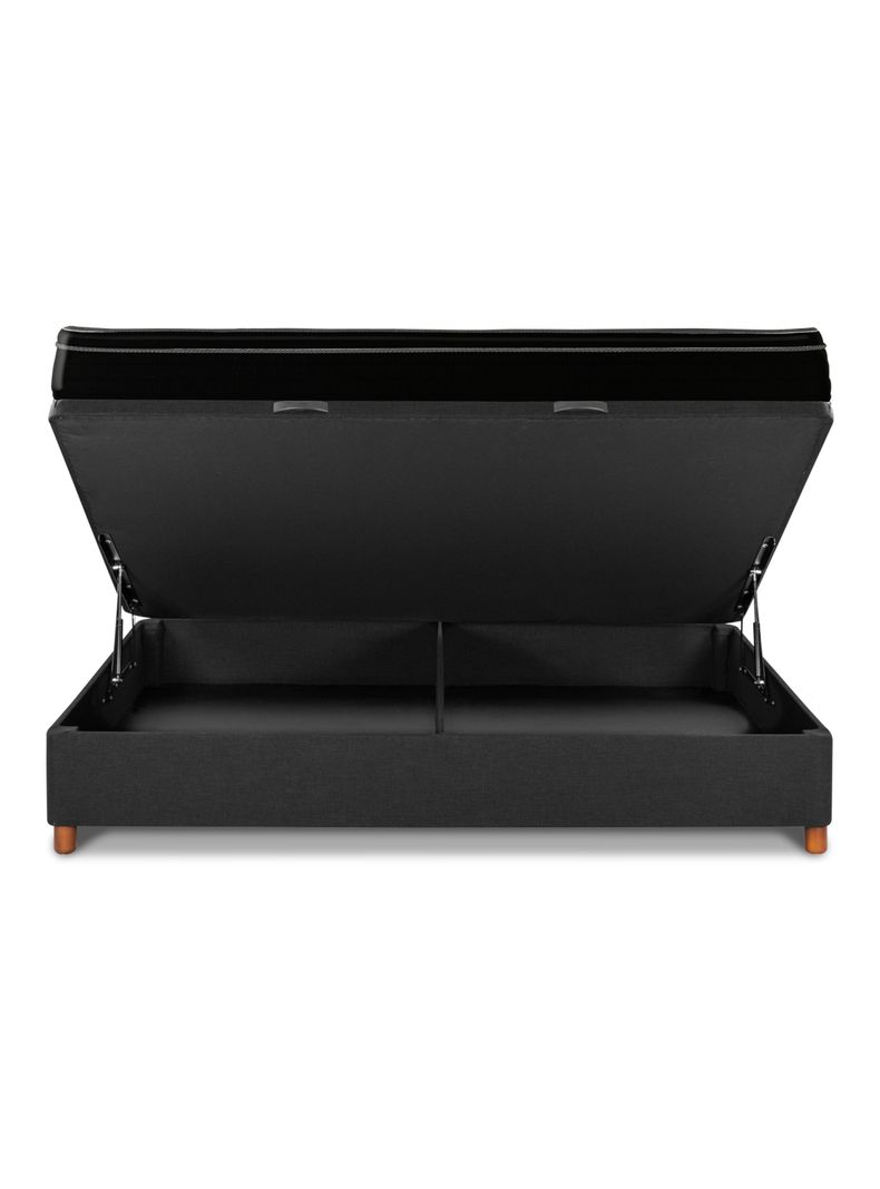 Cama Baúl Seven Plus 2 Plazas + Respaldo Design Gris + Velador Rover-3