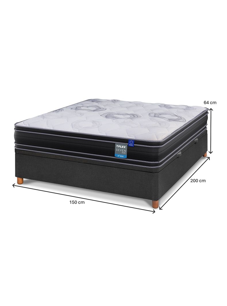 Cama Baúl Seven Plus 2 Plazas + Respaldo Design Gris-1