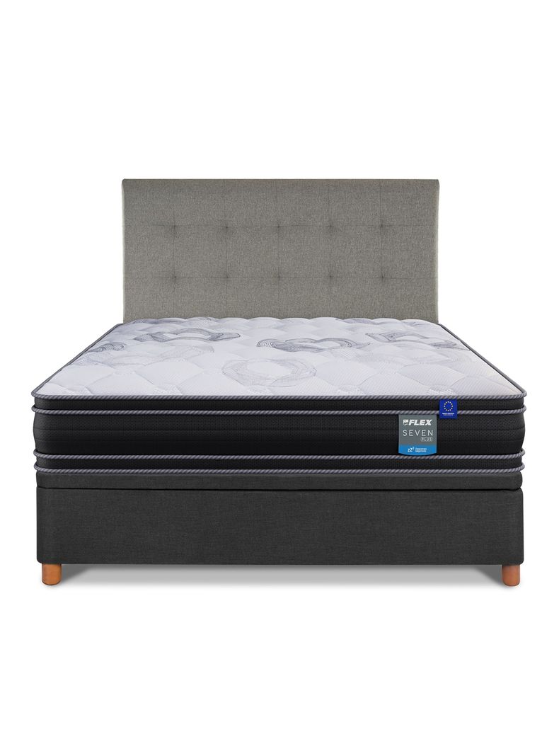 Cama Baúl Seven Plus 2 Plazas + Respaldo Design Gris-2