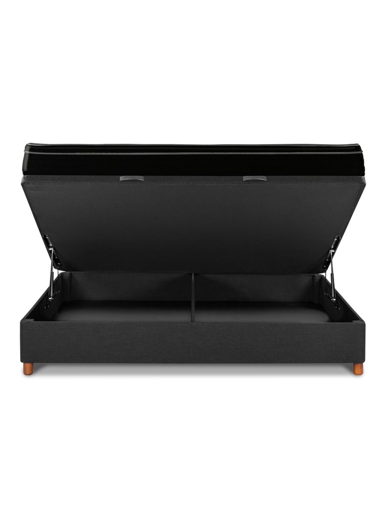 Cama Baúl Seven Plus 2 Plazas + Respaldo Modern Grafito + Velador Rover-3