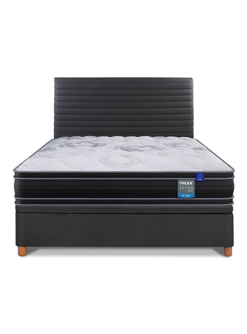 Cama Baúl Seven Plus 2 Plazas + Respaldo Modern Grafito-2