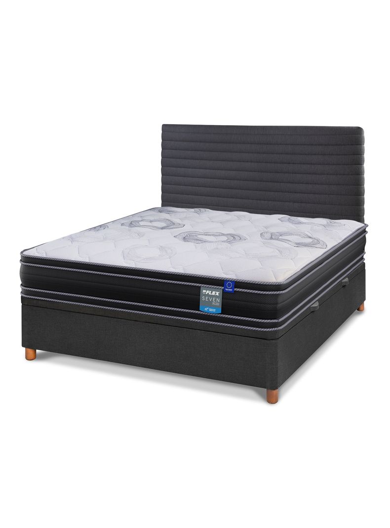 Cama Baúl Seven Plus 2 Plazas + Respaldo Modern Grafito-0